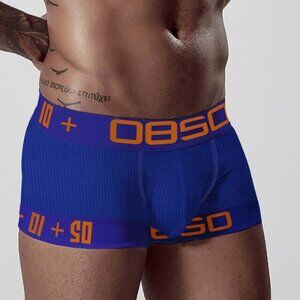 Men Underwear Boxer SMALL Ribbed Knit Sexy Royal Blue-Orange Club Wear